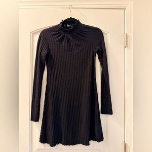 Topshop Black Ribbed Long Sleeve Dress